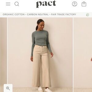 Pact Stretch Twill Wide Leg Pants in Sandshell